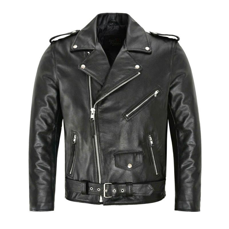 Men's Solid Color Motorcycle Casual Leather Jacket 9261096763576