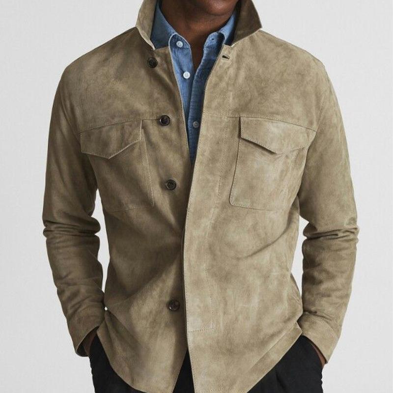 Men's Vintage Khaki Button-Down Jacket 9261098664120
