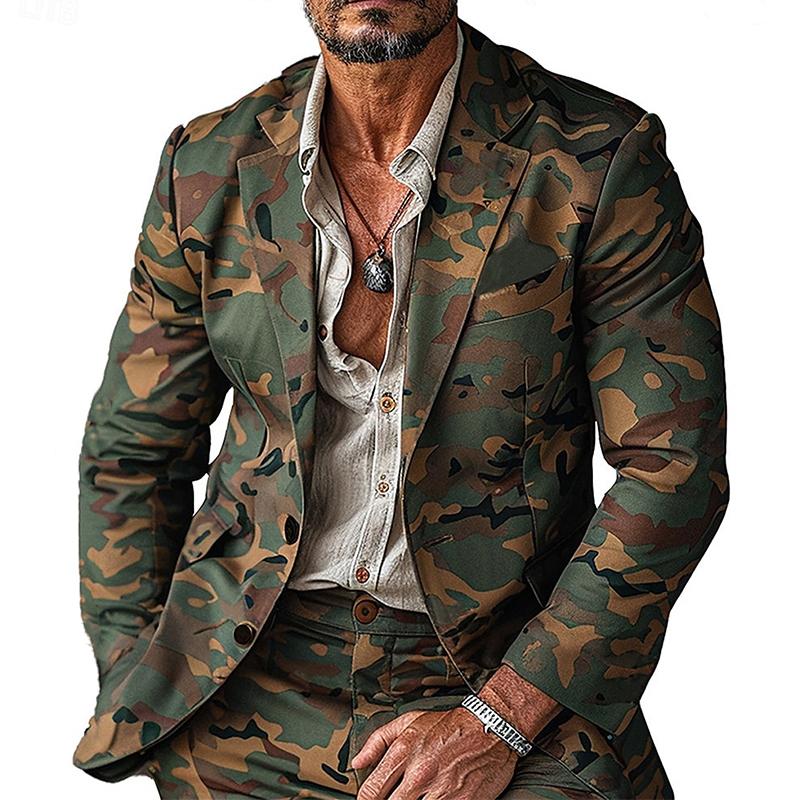 Men's Camouflage Print Button Blazer 9888006144184