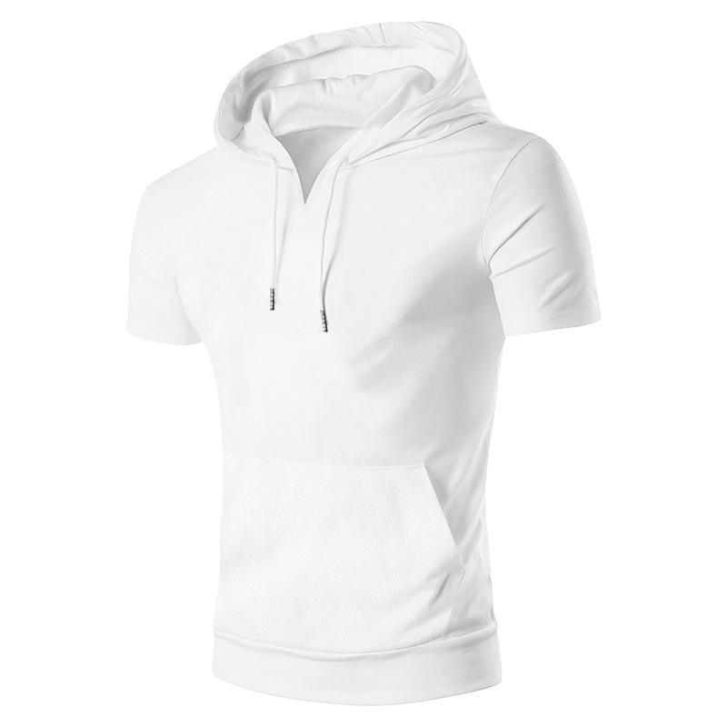 Men's Fashion Solid Loose Hooded Short Sleeve Casual T-shirt 9261131989176