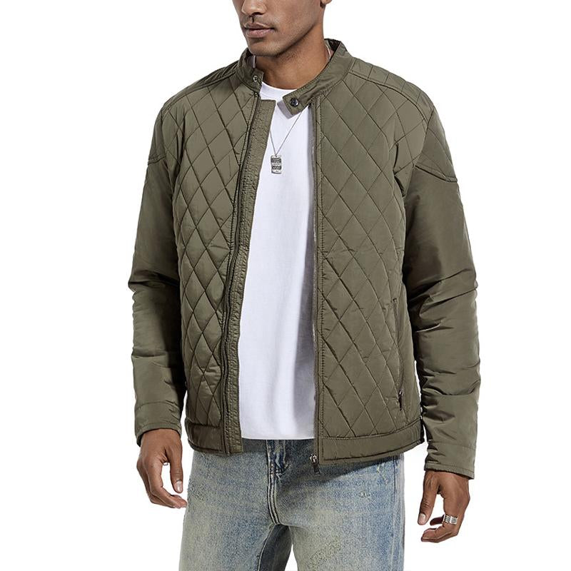 Men's Solid Quilted Padded Stand Collar Jacket 9261088669880