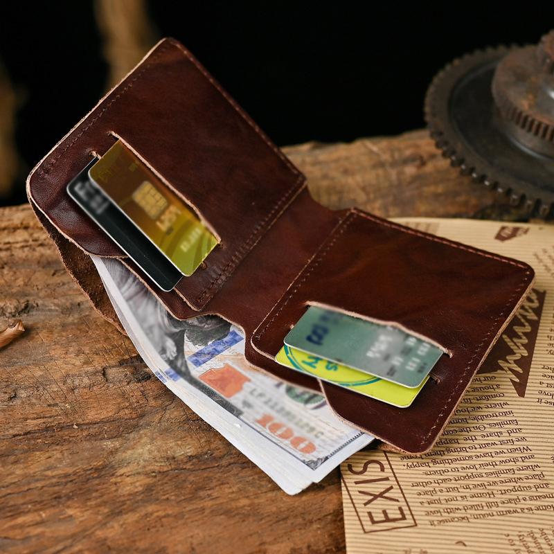 Men's Vintage Top Layer Cowhide Distressed Wrinkled Wallet 9880240095416
