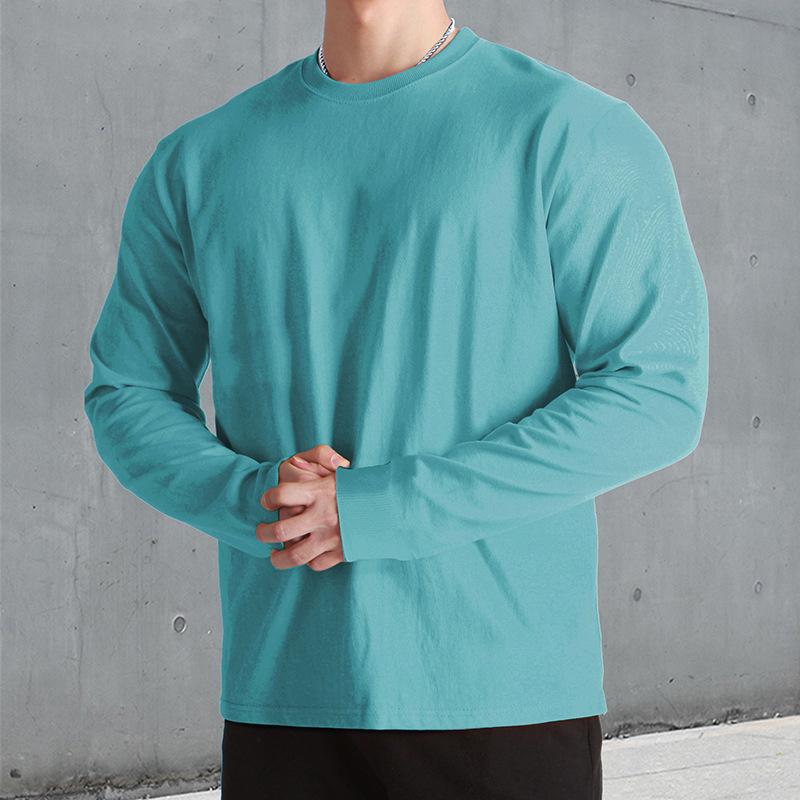 Men's Retro Casual Solid Color Round Neck Sweater Long Sleeve T-shirt 9261143031992