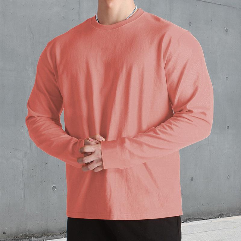 Men's Retro Casual Solid Color Round Neck Sweater Long Sleeve T-shirt 9261143031992