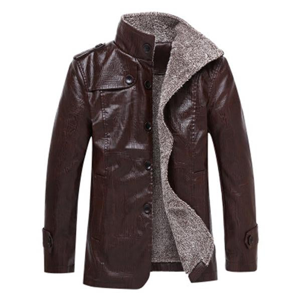 Men's Vintage Fleece Thick Leather Jacket 9261079756984