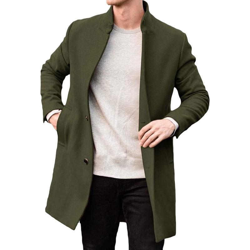Men's Stand Collar Single Breasted Mid-length Coat 9261101842616
