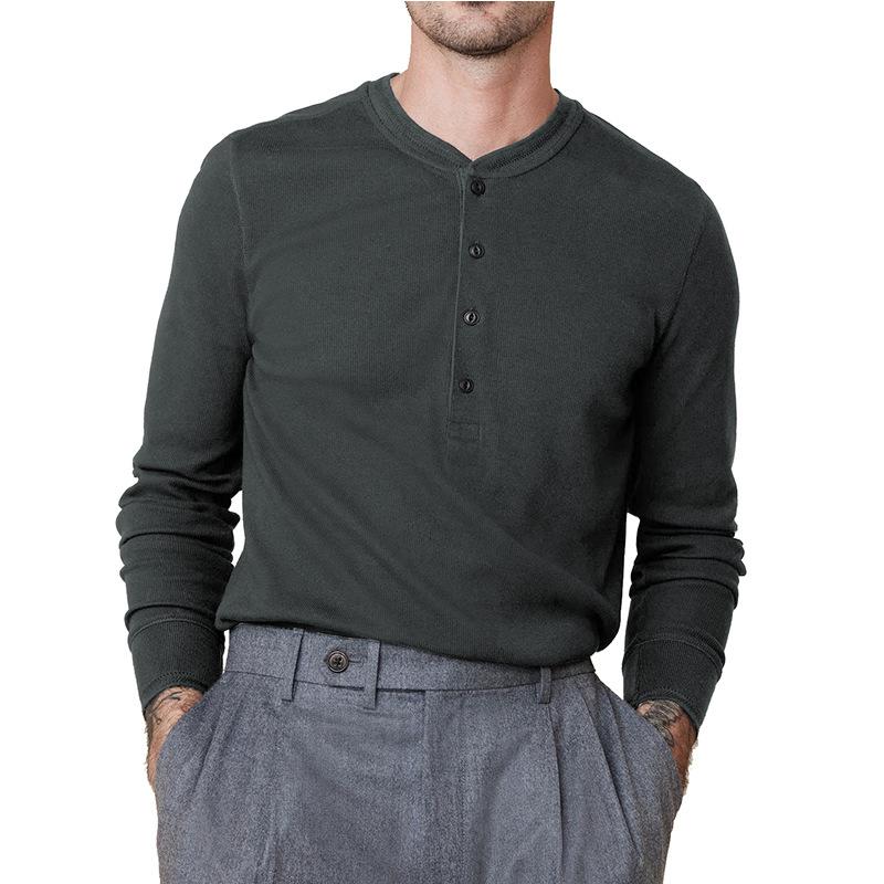 Men's Henley Collar Solid Long Sleeve T-Shirt 9261141852344