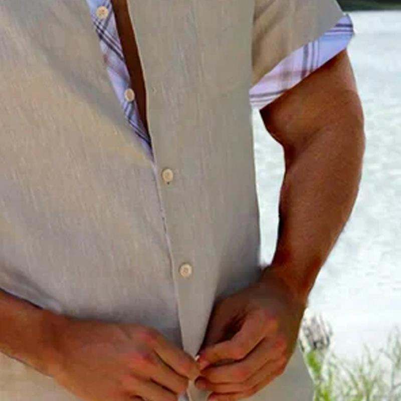 Men's Hawaiian Beach Vacation Shirt Short Sleeve Cardigan Shirt 9261781942456