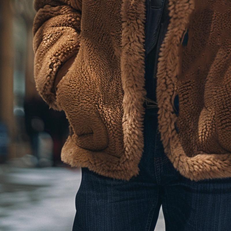 Men's Loose Polar Fleece Button Jacket 9261095977144