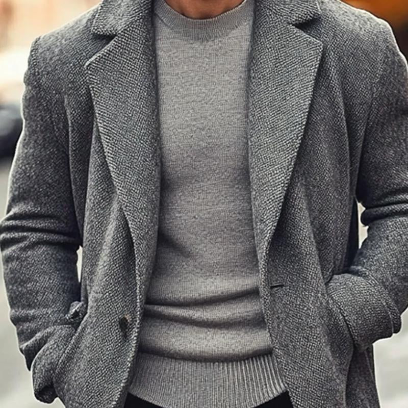 Men's Solid Color Single Breasted Long Coat 9260833210552