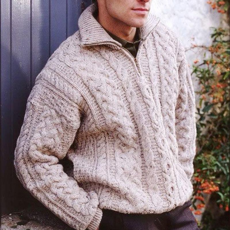 Men's Vintage Half Zip Jacquard Pullover Sweater 9262181351608
