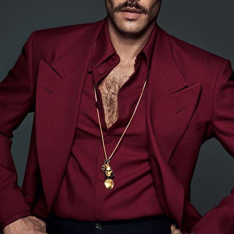 Men's Vintage Red Lapel Blazer 9877215805624