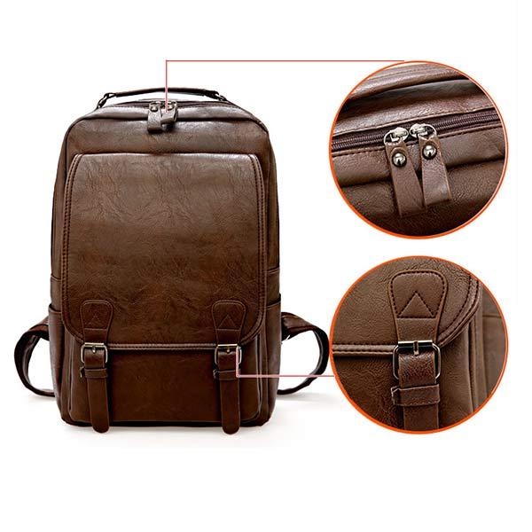 VINTAGE BUSINESS RUCKSACK AUS LEDER MIT REISSVERSCHLUSS