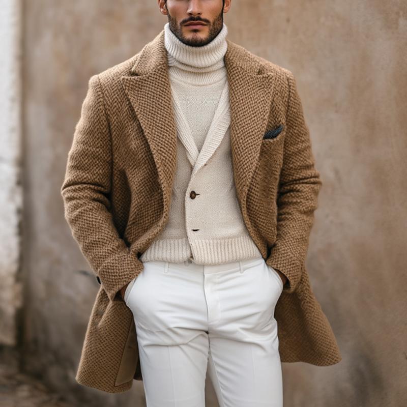 Men's Vintage Mid-Length Button Coat 9271924097208
