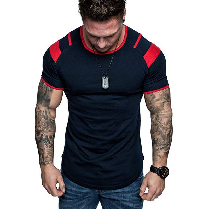 Men's Crew Neck Striped Print Short Sleeve T-shirt 9261140345016