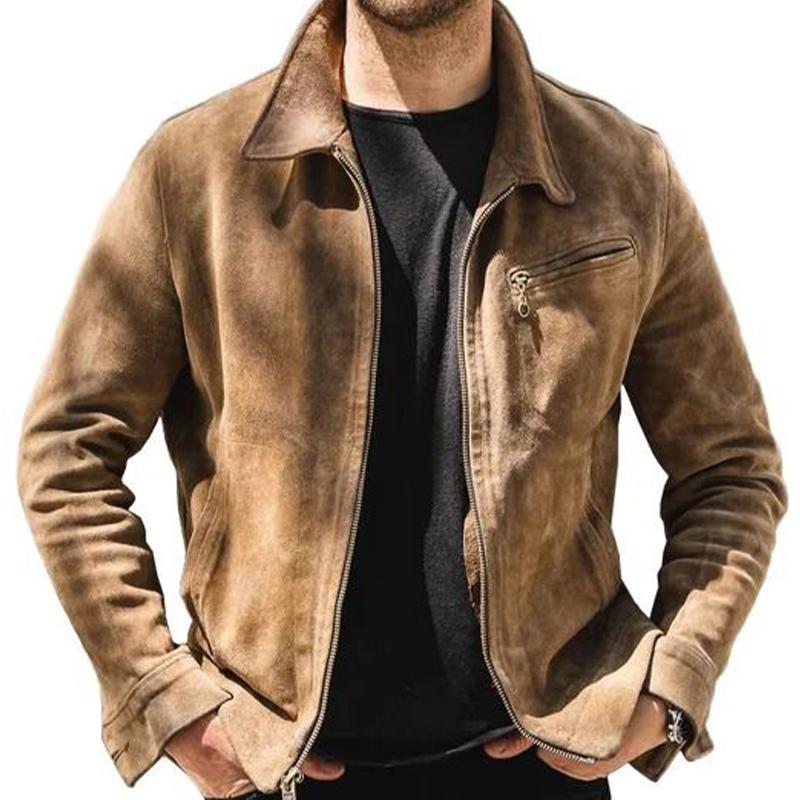 Men's Vintage Suede Lapel Jacket 9879141417144