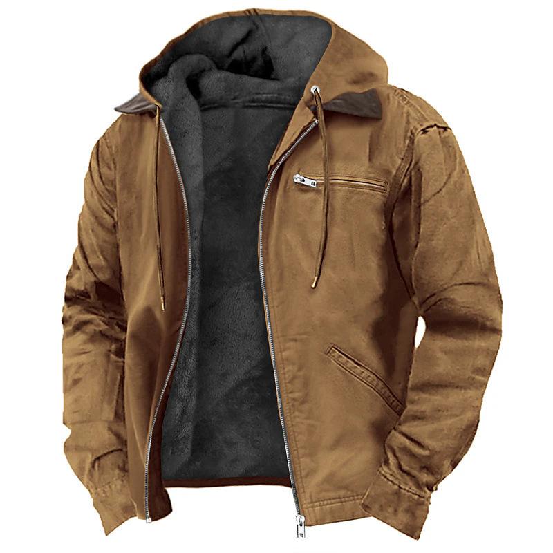 Men's Plain Hooded Zip-Up Jacket 9271924555960