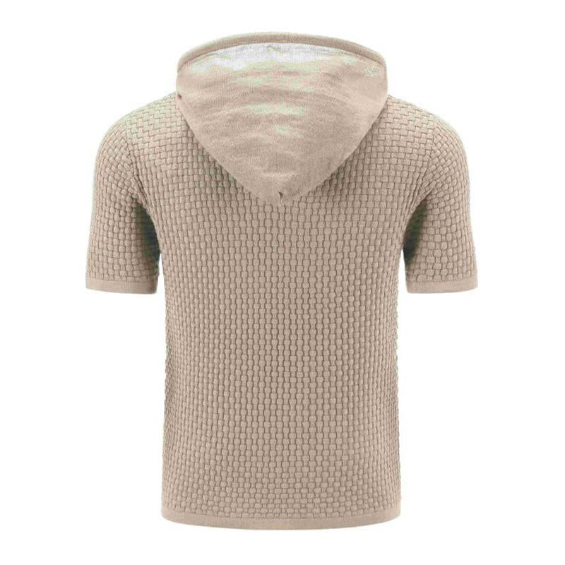 Men's Casual Knit Slim Fit Short Sleeve Hoodie 9268188807352