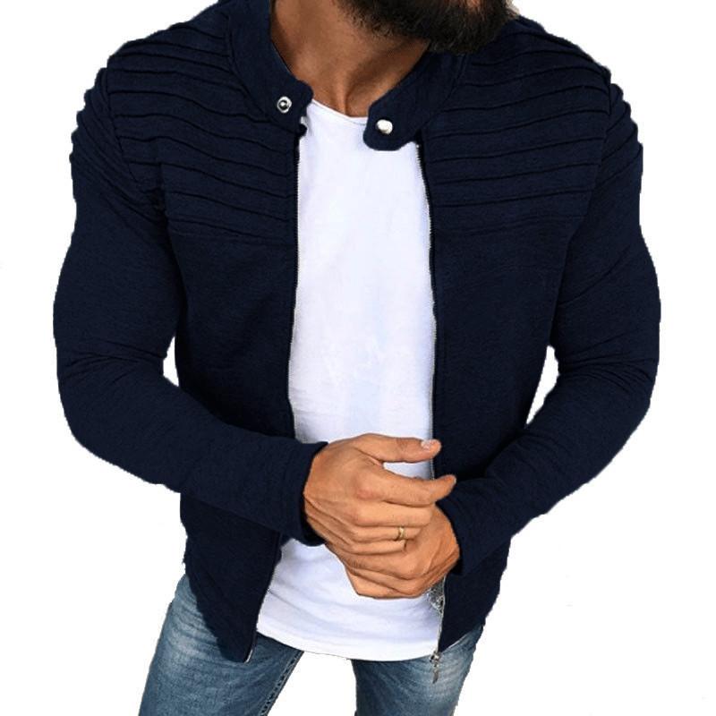 Men's Casual Retro Pleated Zipper Sweatshirt 9261085065400
