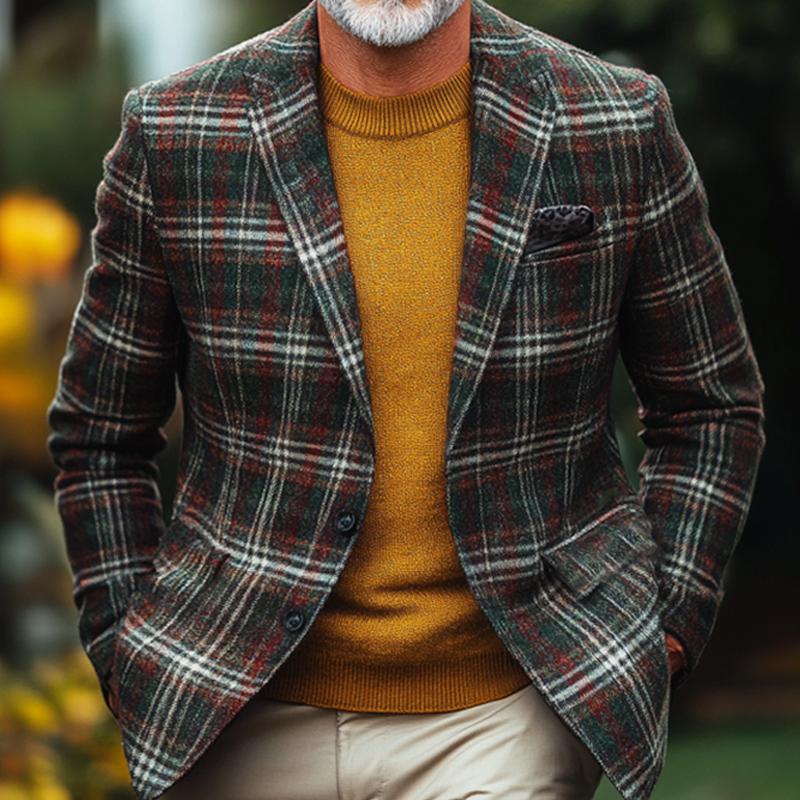Men's Vintage Plaid Two-button Blazer 9877215838392
