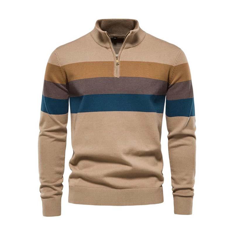 Men's Classic Casual Stand Collar Zipper Knit Polo Shirt Sweater 9266614173880
