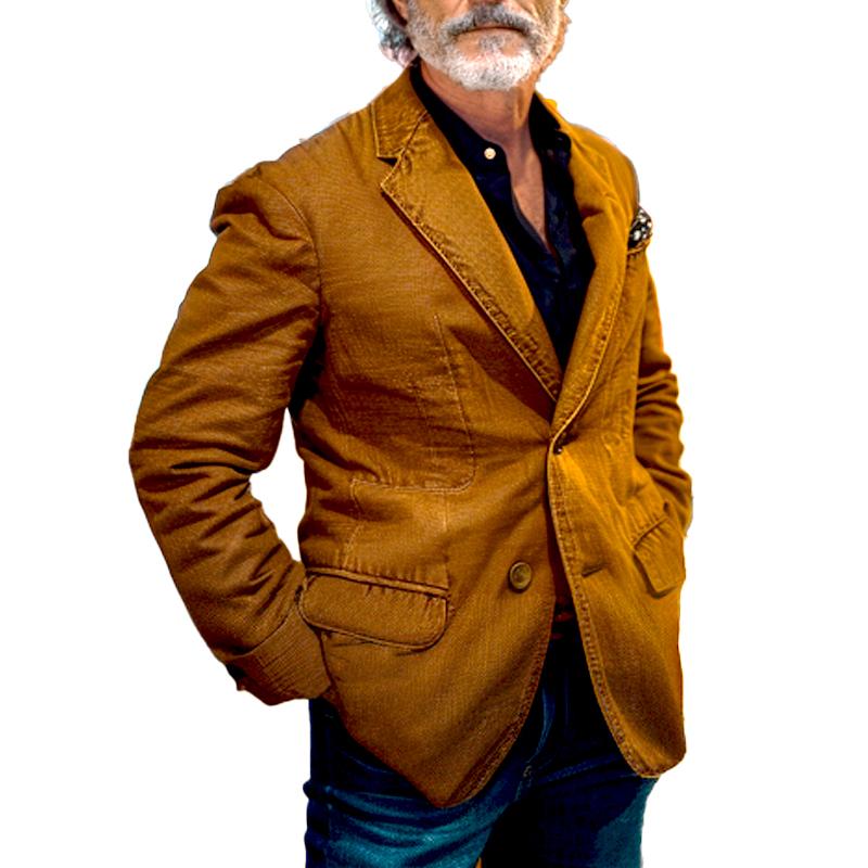 Men's Vintage Denim Solid Blazer 9877214298296