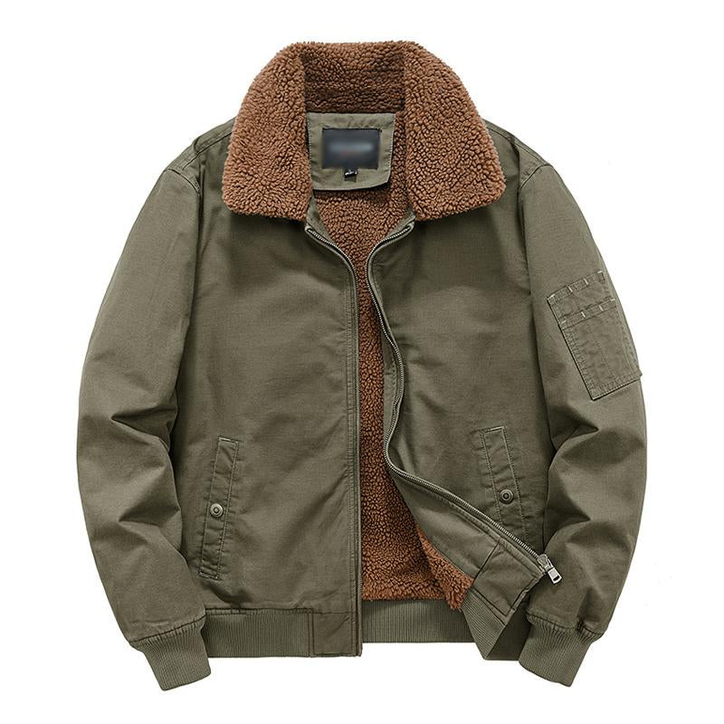 Men's Vintage Lapel Lamb Wool Thickened Warm Work Jacket 9261085098168