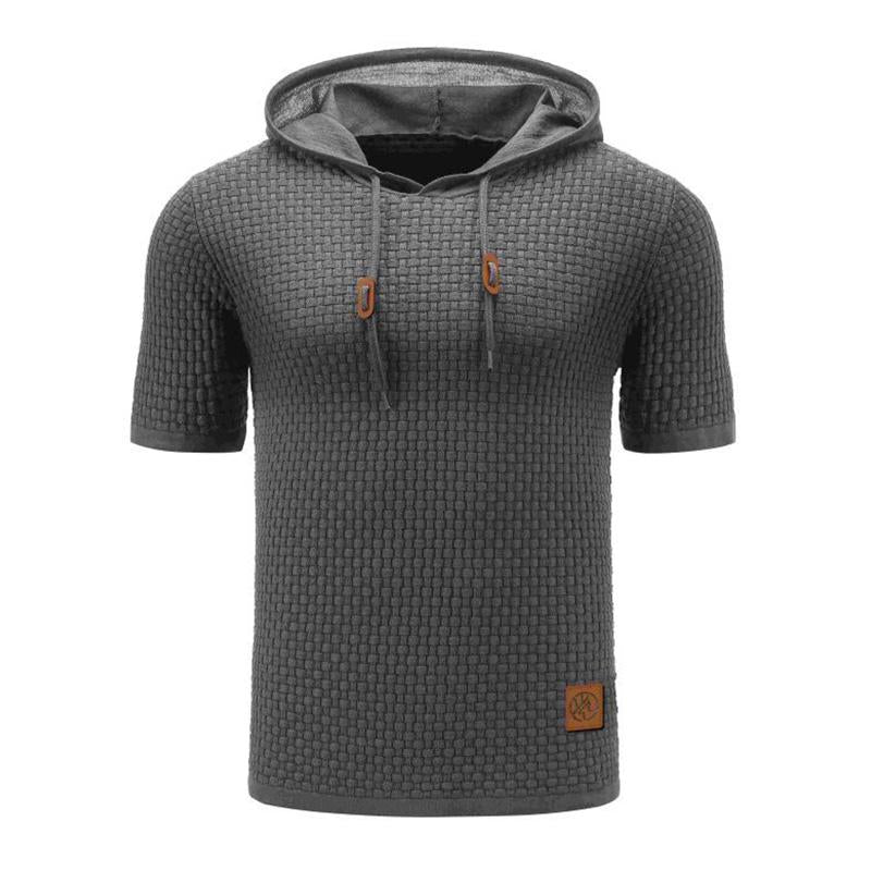 Men's Casual Knit Slim Fit Short Sleeve Hoodie 9268188807352