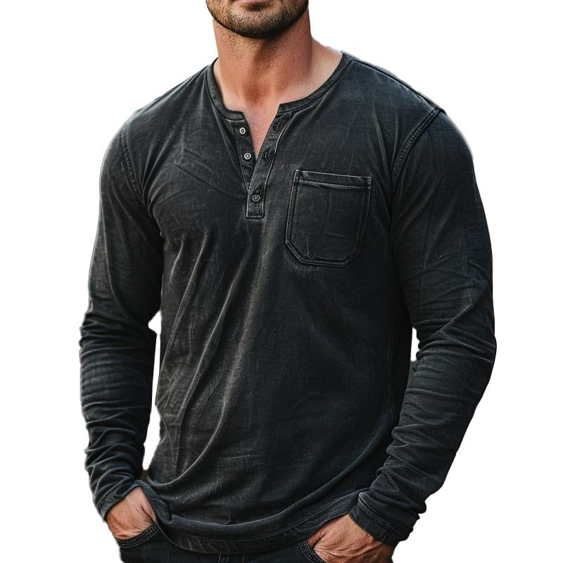 Men's Vintage Pocket Long Sleeve T-Shirt 9877642248376