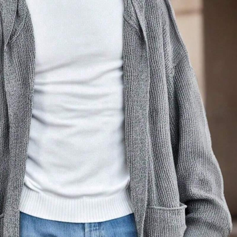 Men's Solid Color Casual Hooded Knitted Cardigan 9260833276088