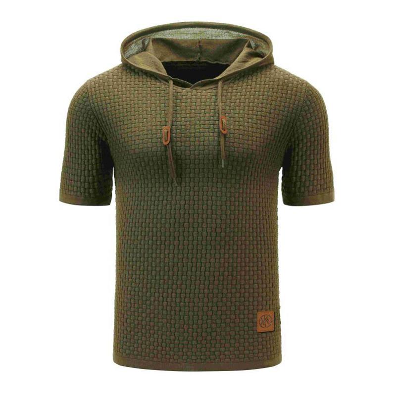 Men's Casual Knit Slim Fit Short Sleeve Hoodie 9268188807352