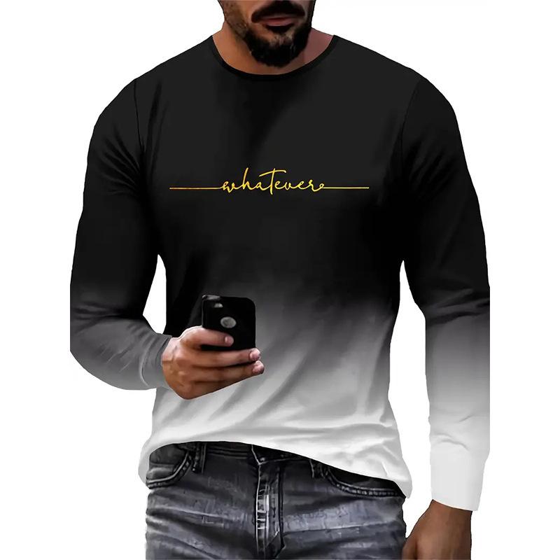 Men's Gradient Printed Casual Fashion Long Sleeve T-shirt 9261141229752