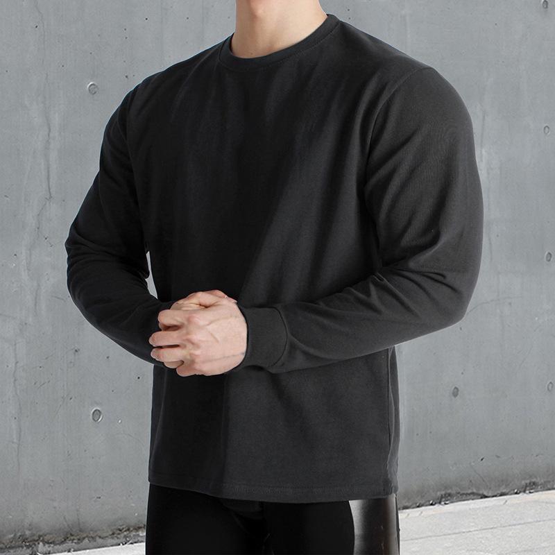 Men's Retro Casual Solid Color Round Neck Sweater Long Sleeve T-shirt 9261143031992