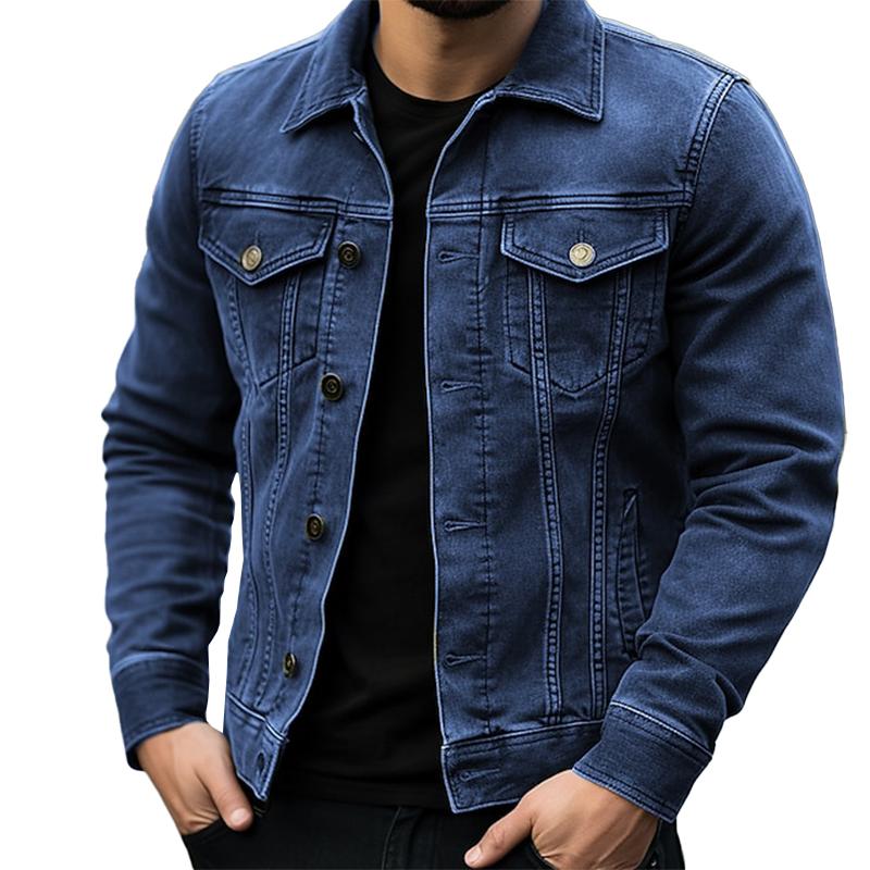 Men's Vintage Fit Lapel Single Breasted Denim Jacket 9261083689144