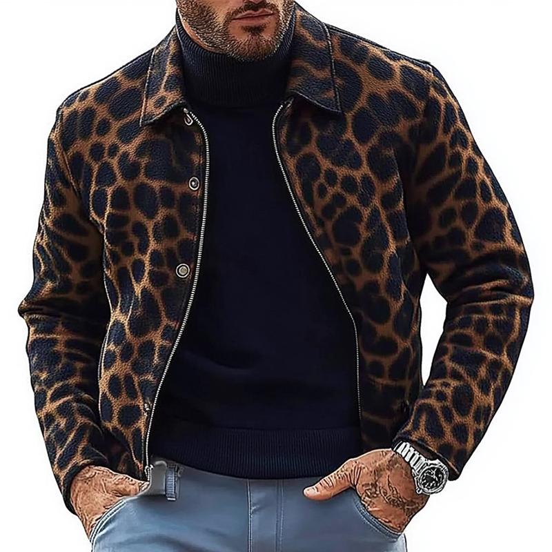 Men's Leopard Print Lapel Jacket 9261087883448