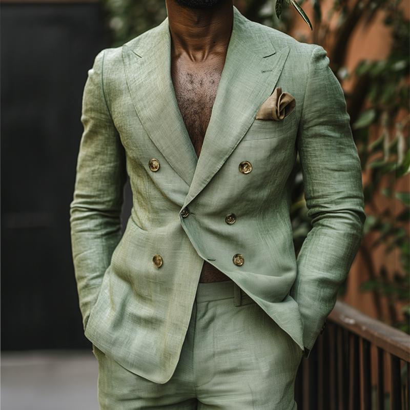 Men's Vintage Casual Solid Color Linen Blazer 9888006996152