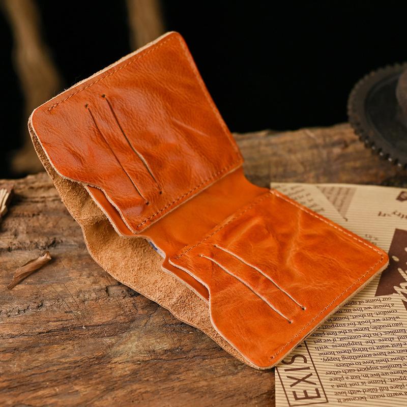 Men's Vintage Top Layer Cowhide Distressed Wrinkled Wallet 9880240095416