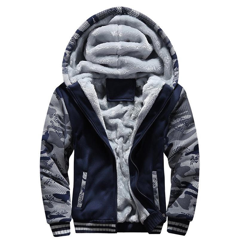 Men's Fleece Camouflage Thickened Warm Hooded Jacket 9261094109368