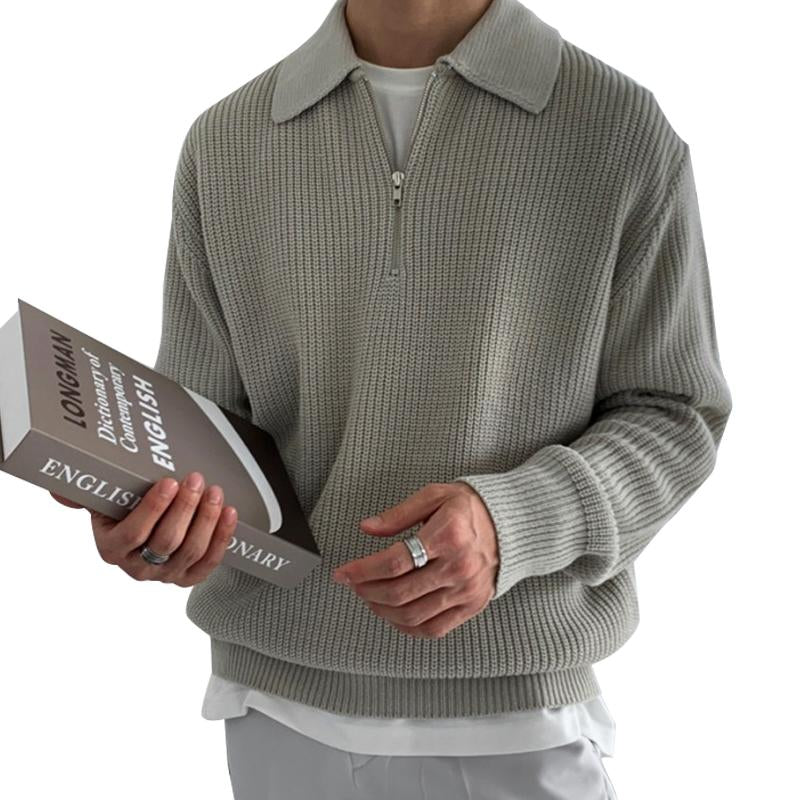 Men's Casual Zipper Polo Neck Sweater 9262179090616