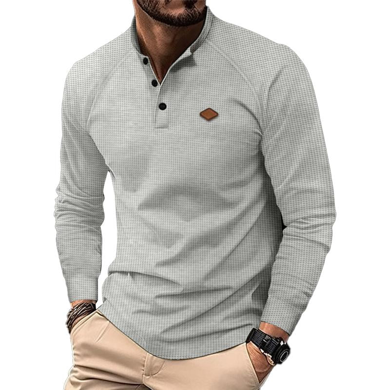 Men's Casual Waffle Henley Collar Raglan Long Sleeve T-Shirt 9261126877368