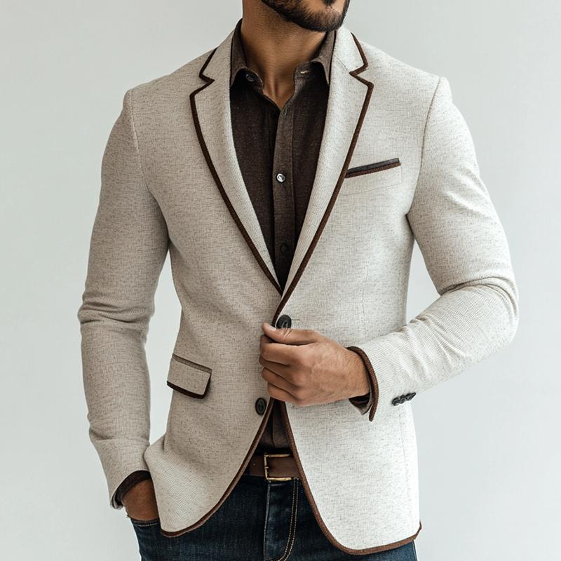 Men's Retro Casual Splicing Single Breasted Blazer 9888006570168