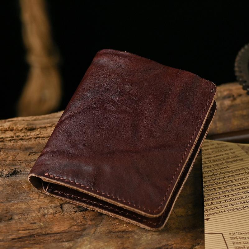 Men's Vintage Top Layer Cowhide Distressed Wrinkled Wallet 9880240095416