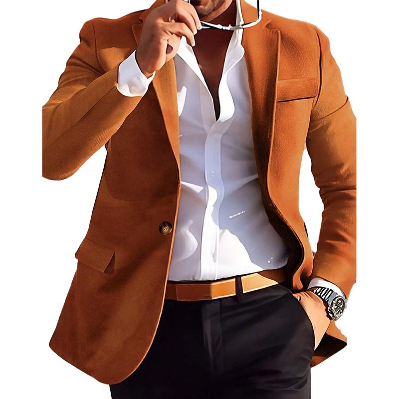 Men's Solid Suede Suit Blazer 9260833571000