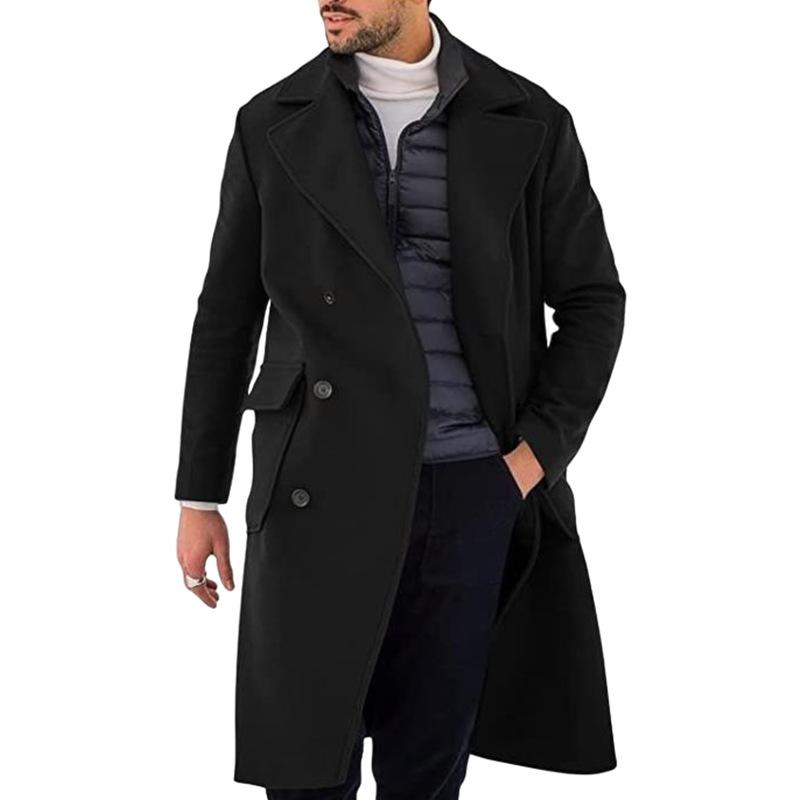 Men's Lapel Double Breasted Mid-length Coat 9261104005304