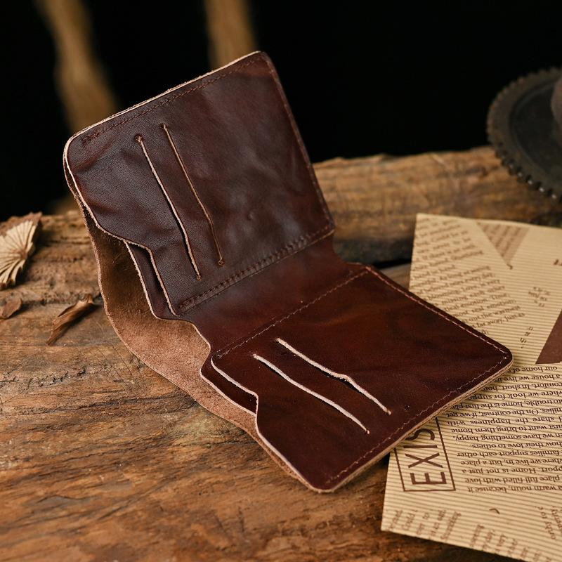 Men's Vintage Top Layer Cowhide Distressed Wrinkled Wallet 9880240095416