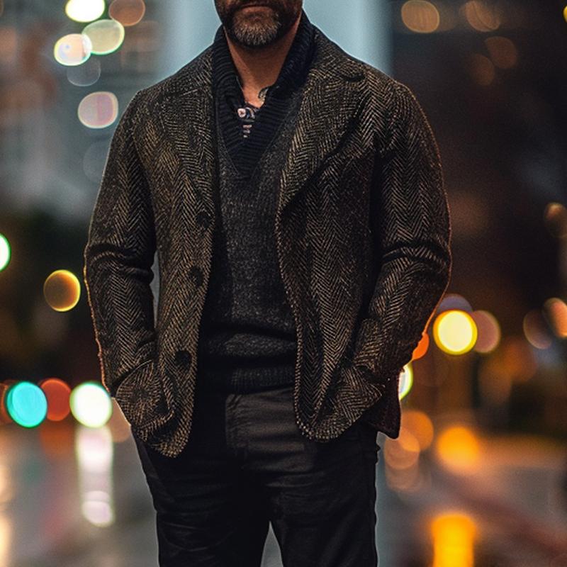 Men's Vintage Herringbone Blazer 9877214527672
