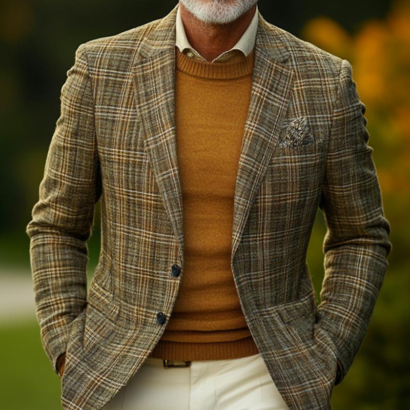 Men's Vintage Plaid Blazer 9877215871160