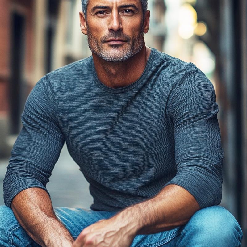 Men's Blended Round Neck Long Sleeve T-shirt 9879658004664
