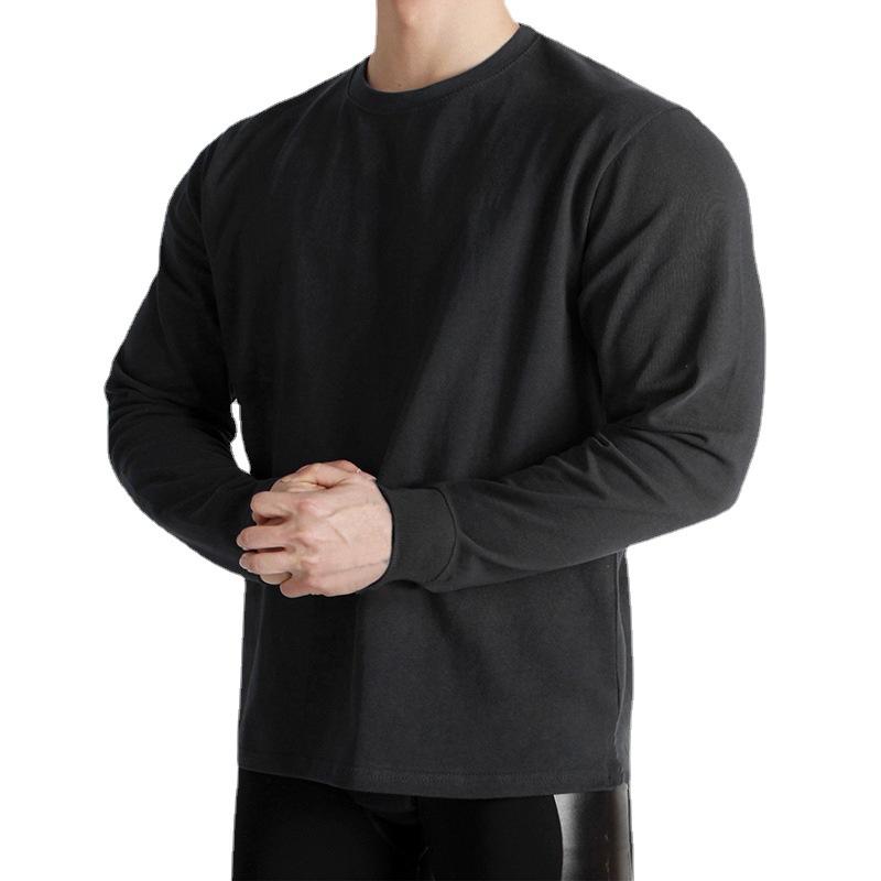 Men's Retro Casual Solid Color Round Neck Sweater Long Sleeve T-shirt 9261143031992