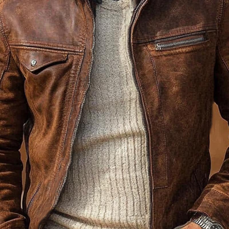 Men's Vintage Stand Collar Zip-Up Jacket 9269591802040